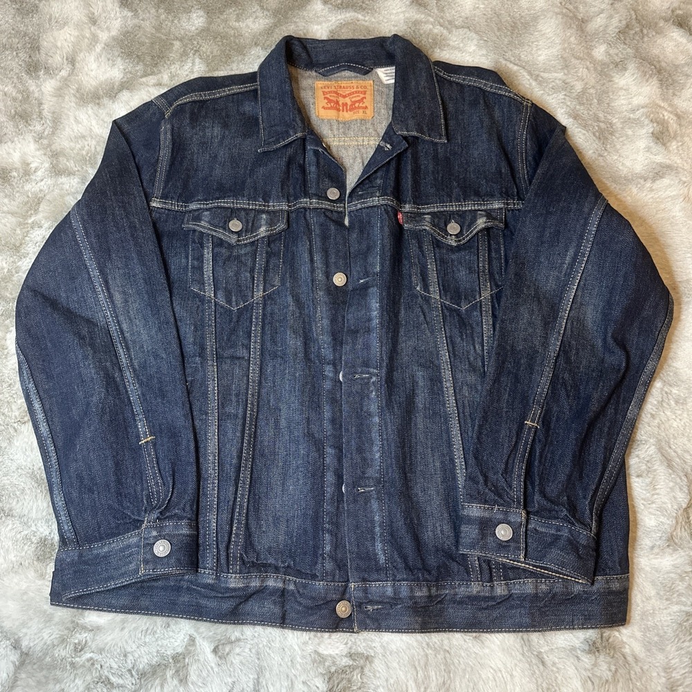Levi's Denim Trucker Jacket Men's Size XL Dark Blue-0355